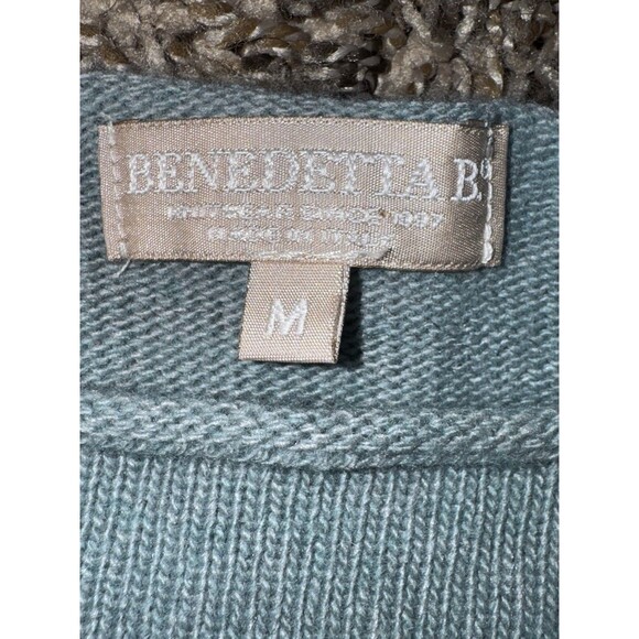 Benedetta B Merino Wool Cashmere Blend Blue Sweater Polkadot Size Medium $148 - Picture 12 of 16